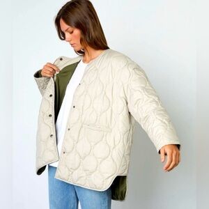 Velvet by Graham & Spencer Paityn Quilted Jacket Oversized Stone/Tan Women's XS